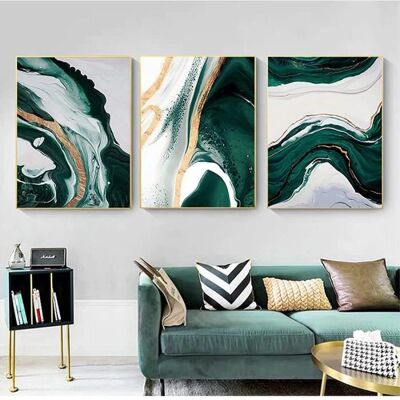 Tableau - Lignes de Feuille dor Abstraite Moderne - 50x70cmx3 - Multicolore - Contemporain - Design - Publicité Tableau - Lignes de Feuille dor Abstraite Moderne - 50x70cmx3 - Multicolore - Contemporain - Design - Publicité
