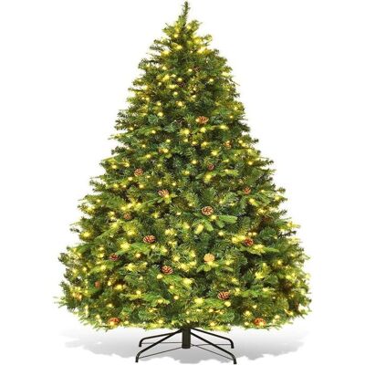GIANTEX Sapin de Noël Artificiel Lumineux 24M- 600 LED Blanc Chaud- 1335 Branches et 81 Pommes de PinSupport en Fer- Vert Vert - Publicité GIANTEX Sapin de Noël Artificiel Lumineux 24M- 600 LED Blanc Chaud- 1335 Branches et 81 Pommes de PinSupport en Fer- Vert Vert - Publicité