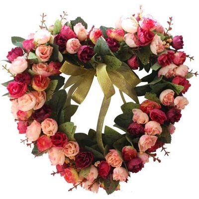 BGHYHYHI Couronne de Fleurs artificielles en Soie en Forme de cœur 35 cm - Publicité BGHYHYHI Couronne de Fleurs artificielles en Soie en Forme de cœur 35 cm - Publicité