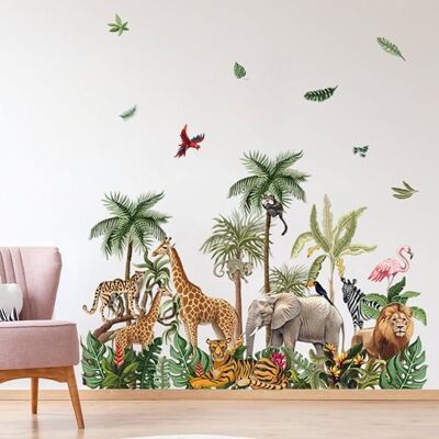AUTREMENT Stickers Muraux XXL Animaux deForêt Tropicale Autocollants Muraux Jungle Arbre Girafe Éléphant Lion Tigre Papier A STICKERS Vert - Publicité AUTREMENT Stickers Muraux XXL Animaux deForêt Tropicale Autocollants Muraux Jungle Arbre Girafe Éléphant Lion Tigre Papier A STICKERS Vert - Publicité