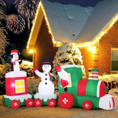 Père Noël au Volant Train COSTWAY Bonhomme de Neige Pingouin Lumières LED Décoration Gonflable de Noël Intérieur Extérieur - Publicité Père Noël au Volant Train COSTWAY Bonhomme de Neige Pingouin Lumières LED Décoration Gonflable de Noël Intérieur Extérieur - Publicité
