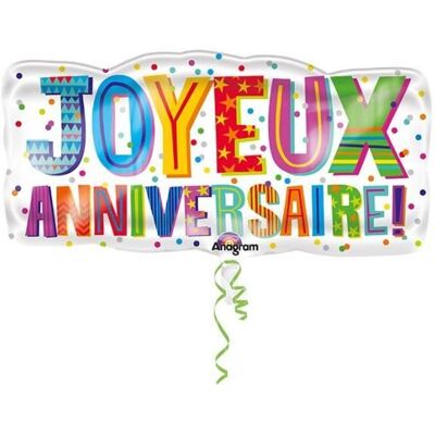 Ballon anniversaire en aluminium - Multicolore - 83x40 cm Bleu - Publicité Ballon anniversaire en aluminium - Multicolore - 83x40 cm Bleu - Publicité