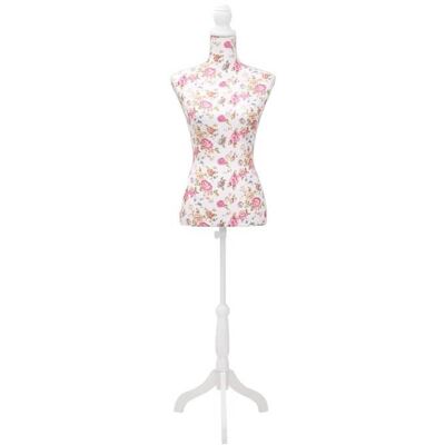 VIDAXL Mannequin présentation-Buste de couture de femme en coton blanc motifs à rosiers NEUF - BM 1528279 - Publicité VIDAXL Mannequin présentation-Buste de couture de femme en coton blanc motifs à rosiers NEUF - BM 1528279 - Publicité