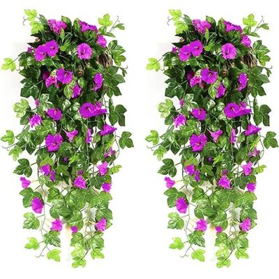 Plante artificielle - Violet - 2 bouquets - 90 cm - Décoration intérieure/extérieure - Guirlande suspendue Blanc - Publicité Plante artificielle - Violet - 2 bouquets - 90 cm - Décoration intérieure/extérieure - Guirlande suspendue Blanc - Publicité
