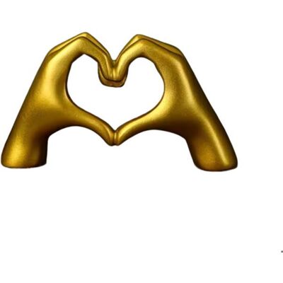 GENERIQUE Statue mains en cœur dorée en résine — Sculpture déco 360° pour salon chambre bureau Jaune - Publicité GENERIQUE Statue mains en cœur dorée en résine — Sculpture déco 360° pour salon chambre bureau Jaune - Publicité