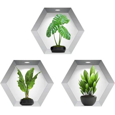 PZCC Autocollants muraux vase 3D plantes décoratives pack de 3 pour salon décoration murale effet relief adhésif - Publicité PZCC Autocollants muraux vase 3D plantes décoratives pack de 3 pour salon décoration murale effet relief adhésif - Publicité