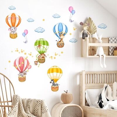 Animaux en Montgolfière Autocollant Mural Singe Girafe Éléphant Décoration Murale Chambre Enfants Bébé Pépinière Blanc - Publicité Animaux en Montgolfière Autocollant Mural Singe Girafe Éléphant Décoration Murale Chambre Enfants Bébé Pépinière Blanc - Publicité