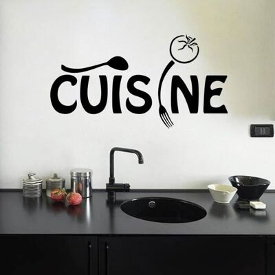 CUNEARY Noir Stickers Muraux Cuisine Fourchette Et Cuillère Décoration De Cuisine Taille:58cmx30cm Noir - Publicité CUNEARY Noir Stickers Muraux Cuisine Fourchette Et Cuillère Décoration De Cuisine Taille:58cmx30cm Noir - Publicité