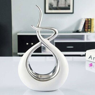 Décoration céramique argent sculpture table moderne art abstrait décor salon YYV - Publicité Décoration céramique argent sculpture table moderne art abstrait décor salon YYV - Publicité