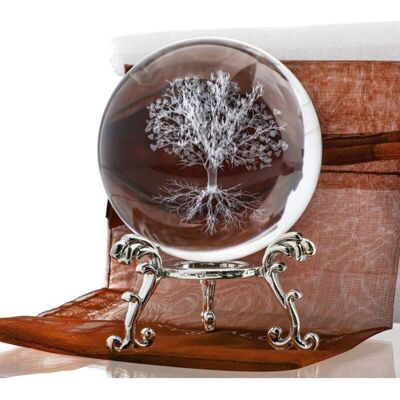 SHU Boule de cristal Arbre de Vie de 60 mm avec presse-papier décoratif sur support verre gravé au laser 3D - Publicité SHU Boule de cristal Arbre de Vie de 60 mm avec presse-papier décoratif sur support verre gravé au laser 3D - Publicité