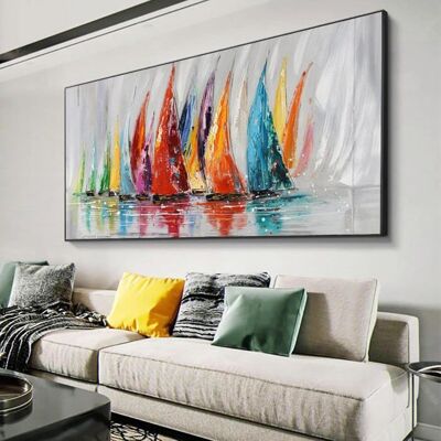 Tableau abstrait sur toile Peinture colorée de bateau à voile Peintures à lhuile sur toile Art mural décor 60x120cm sans Cadre - Publicité Tableau abstrait sur toile Peinture colorée de bateau à voile Peintures à lhuile sur toile Art mural décor 60x120cm sans Cadre - Publicité