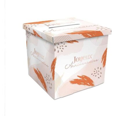 STC Urne en carton - Anniversaire - 20x20x20cm - Cagnotte anniversaire - Blush party - Publicité STC Urne en carton - Anniversaire - 20x20x20cm - Cagnotte anniversaire - Blush party - Publicité