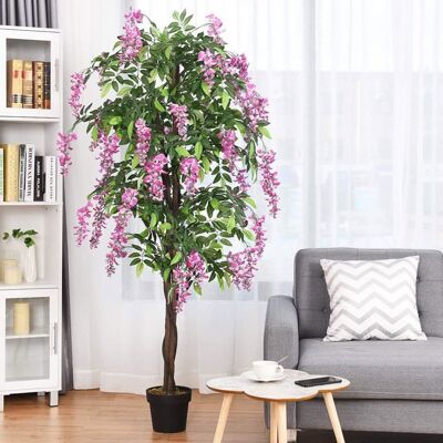GIANTEX Arbre Artificiel H 180 cm- Plante Artificielle Wisteria Décorative avec Tronc- pour Intérieur ou Extérieur- 1260 Feuilles - Publicité GIANTEX Arbre Artificiel H 180 cm- Plante Artificielle Wisteria Décorative avec Tronc- pour Intérieur ou Extérieur- 1260 Feuilles - Publicité