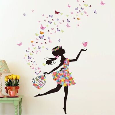 FLOWER FAERIE DANSE FILLE Stickers muraux pour chambre - Romantique - Verre Rose - Publicité FLOWER FAERIE DANSE FILLE Stickers muraux pour chambre - Romantique - Verre Rose - Publicité