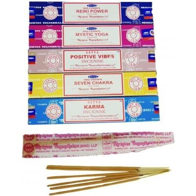 Bouquet Circulation énergétique Assortiment dencens SATYA 5 parfums lot de 60 bâtons - Publicité Bouquet Circulation énergétique Assortiment dencens SATYA 5 parfums lot de 60 bâtons - Publicité