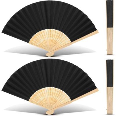 Lot de 4 Éventails pliables à main en bambou papier noir pour décoration mariage fête danse et bricolage Noir - Publicité Lot de 4 Éventails pliables à main en bambou papier noir pour décoration mariage fête danse et bricolage Noir - Publicité