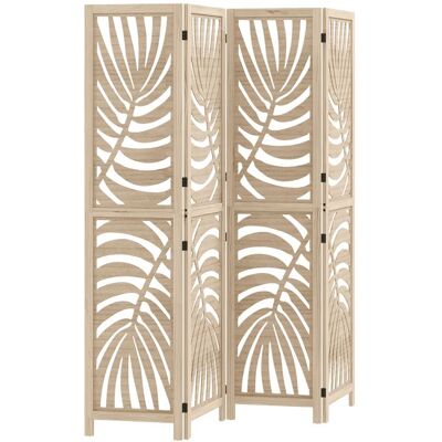 Paravent interieur - HOMCOM - en bois - 4 panneaux 160 x 170 cm - pliable et portable motif de feuille design amovible - naturel Beige - Publicité Paravent interieur - HOMCOM - en bois - 4 panneaux 160 x 170 cm - pliable et portable motif de feuille design amovible - naturel Beige - Publicité