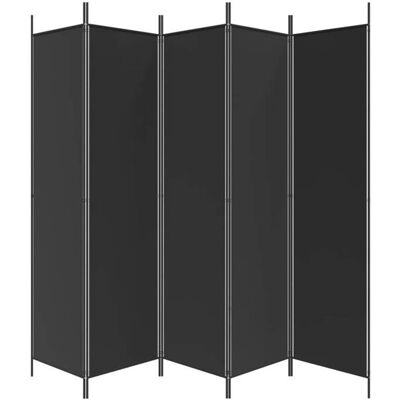 Paravent pliant 5 panneaux - WIENS - 250x200 cm - Noir - Tissu polyester - Cadre en fer - Pliable - Design moderne Noir - Publicité Paravent pliant 5 panneaux - WIENS - 250x200 cm - Noir - Tissu polyester - Cadre en fer - Pliable - Design moderne Noir - Publicité
