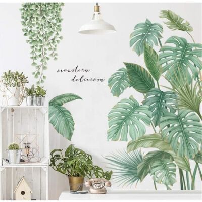 Stickers Muraux Plante Tropical Autocollant Mur Décoratifs Feuilles Verts Décoration Murale Salon Bureau Chambre Fenêtres - Publicité Stickers Muraux Plante Tropical Autocollant Mur Décoratifs Feuilles Verts Décoration Murale Salon Bureau Chambre Fenêtres - Publicité