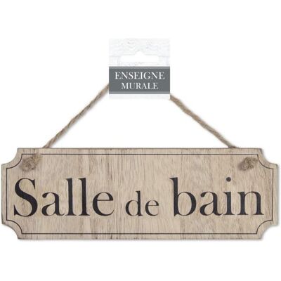 Plaque de porte salle de bain - STC - Bois massif - Artisanal - Inscription « salle de bain » - Décoration murale Marron - Publicité Plaque de porte salle de bain - STC - Bois massif - Artisanal - Inscription « salle de bain » - Décoration murale Marron - Publicité