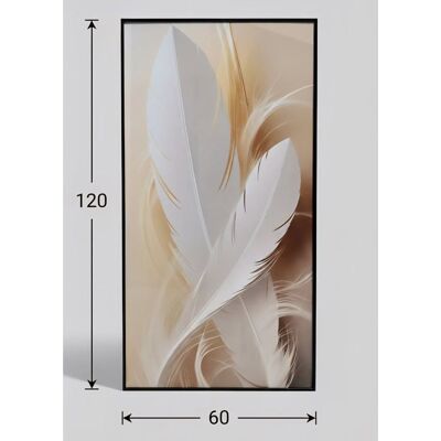 Tableau - ORNAMURA - Plumes Élégance Aérienne - Verre effet cristal - 60x120 cm - Cadre Aluminium - Publicité Tableau - ORNAMURA - Plumes Élégance Aérienne - Verre effet cristal - 60x120 cm - Cadre Aluminium - Publicité
