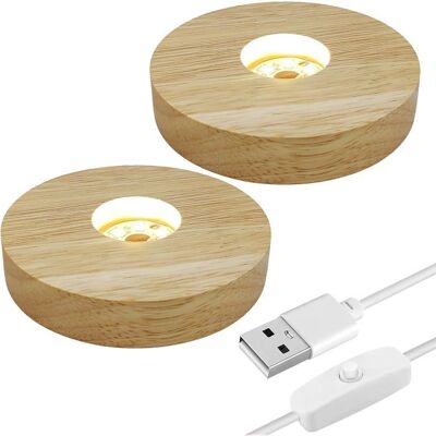 ZENTRONIS Base Ronde en Bois à LED Paquet de 3 Base daffichage de lumières LED en Bois pour Art en résine de Verre de Cristal 3D - Publicité ZENTRONIS Base Ronde en Bois à LED Paquet de 3 Base daffichage de lumières LED en Bois pour Art en résine de Verre de Cristal 3D - Publicité