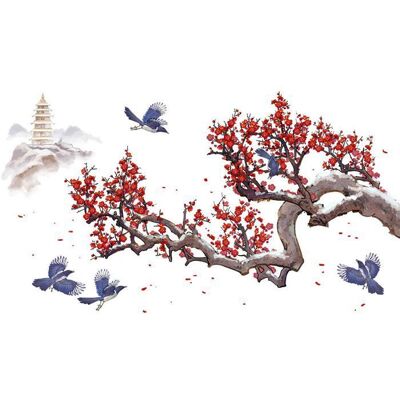 BIGILANTUH Stickers Muraux Grand Arbre de Fleurs Autocollant Mural Fleurs de Cerisier Décoration Murale Chambre à Coucher Salon Bureau Rouge - Publicité BIGILANTUH Stickers Muraux Grand Arbre de Fleurs Autocollant Mural Fleurs de Cerisier Décoration Murale Chambre à Coucher Salon Bureau Rouge - Publicité