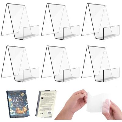 YNKKVRE Support à livres - Transparent - Acrylique - Lot de 6 - Design triangulaire - Durable - Publicité YNKKVRE Support à livres - Transparent - Acrylique - Lot de 6 - Design triangulaire - Durable - Publicité