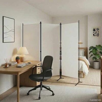 VIDAXL Magnifique Paravent intérieur Blanc Cloison de séparation - design mobile - 3 panneaux Blanc 260x180cm Tissu CL6211596 Blanc - Publicité VIDAXL Magnifique Paravent intérieur Blanc Cloison de séparation - design mobile - 3 panneaux Blanc 260x180cm Tissu CL6211596 Blanc - Publicité