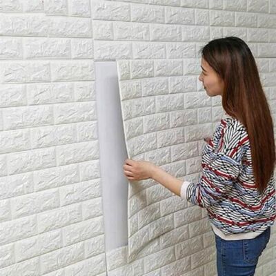 XVX 10 pcs 70cm*77cm 3D relief Sticker Autocollant Papier Peint brique blanc 3D Revetement Mural blanc STICKERS Blanc - Publicité XVX 10 pcs 70cm*77cm 3D relief Sticker Autocollant Papier Peint brique blanc 3D Revetement Mural blanc STICKERS Blanc - Publicité