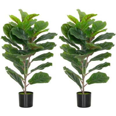 Lot de 2 plantes artificielles intérieures - HOMCOM - 80 cm - pot en plastique et flocage - vert Vert - Publicité Lot de 2 plantes artificielles intérieures - HOMCOM - 80 cm - pot en plastique et flocage - vert Vert - Publicité