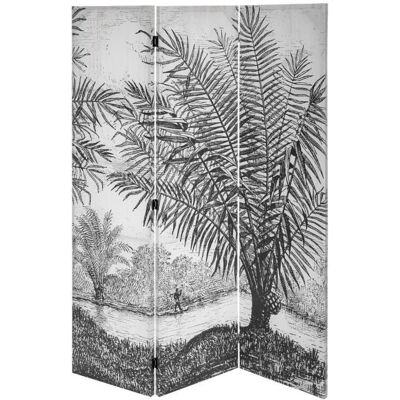 PEGANE Paravent 3 pans en tissu imprimé blanc-noir - Longueur 121 x Profondeur 25 x Hauteur 170 cm Blanc - Publicité PEGANE Paravent 3 pans en tissu imprimé blanc-noir - Longueur 121 x Profondeur 25 x Hauteur 170 cm Blanc - Publicité
