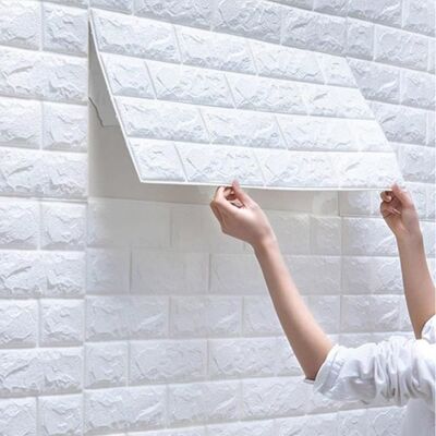 Épaissi de haute qualité 10 pièces Stickers Muraux Brique 3DPapier Peint Brique Imperméable Auto-Adhésif blanche 77cm×70cm Blanc - Publicité Épaissi de haute qualité 10 pièces Stickers Muraux Brique 3DPapier Peint Brique Imperméable Auto-Adhésif blanche 77cm×70cm Blanc - Publicité