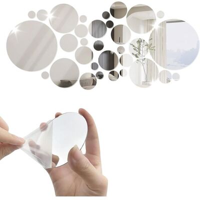 PEYSAITR 32 pièces stickers muraux ronds 3D en acrylique adhésifs détachables décoration salle de bain salon ou chambre . Blanc - Publicité PEYSAITR 32 pièces stickers muraux ronds 3D en acrylique adhésifs détachables décoration salle de bain salon ou chambre . Blanc - Publicité