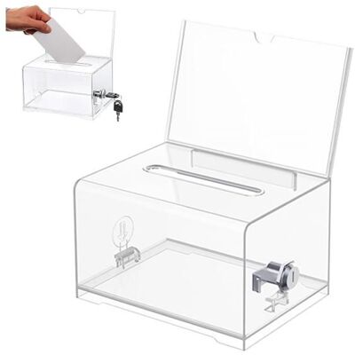 Boîte de Dons en Acrylique Boîte à Dons Verrouillable urne Électorale Transparente Serrure Clé Tirelire Transparente - Publicité Boîte de Dons en Acrylique Boîte à Dons Verrouillable urne Électorale Transparente Serrure Clé Tirelire Transparente - Publicité