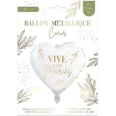 Ballon métallisé en forme de cœur - STC - Vive les Mariés - Blanc et doré - 35 cm - Intérieur/Extérieur Blanc - Publicité Ballon métallisé en forme de cœur - STC - Vive les Mariés - Blanc et doré - 35 cm - Intérieur/Extérieur Blanc - Publicité