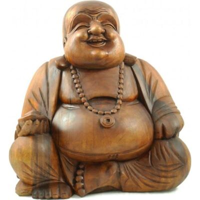 COCO PAPAYA Statue Bouddha chinois rieur en bois sculpté 40cm Marron Marron - Publicité COCO PAPAYA Statue Bouddha chinois rieur en bois sculpté 40cm Marron Marron - Publicité