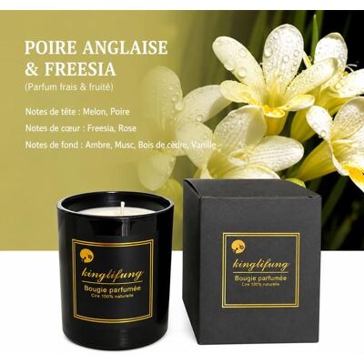 Bougie parfumée - EVOZEN - Poire Anglaise & Freesia - Cire de soja 100% - Pot verre noir avec coffret - 30-45h Noir - Publicité Bougie parfumée - EVOZEN - Poire Anglaise & Freesia - Cire de soja 100% - Pot verre noir avec coffret - 30-45h Noir - Publicité