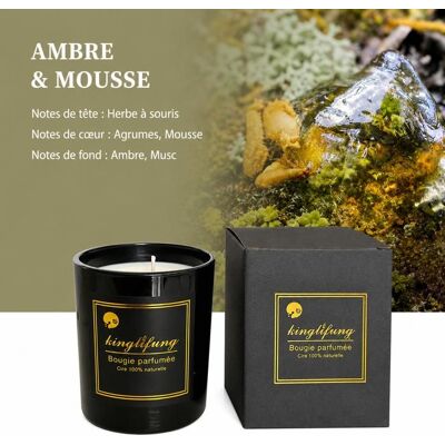 Bougie parfumée - EVOZEN - Ambre & Mousse - Cire de soja végétale 100% - Pot verre noir & coffret - 30-45 h Noir - Publicité Bougie parfumée - EVOZEN - Ambre & Mousse - Cire de soja végétale 100% - Pot verre noir & coffret - 30-45 h Noir - Publicité