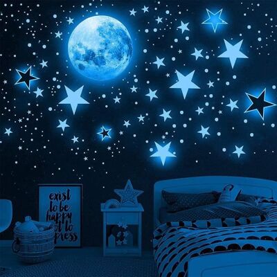 1049 Pièces Stickers Muraux Enfants Stikers Murals Lune Etoiles Autocollant Mural Lumineux Autocollant Bebe Garcon Fille Chambres Bleu - Publicité 1049 Pièces Stickers Muraux Enfants Stikers Murals Lune Etoiles Autocollant Mural Lumineux Autocollant Bebe Garcon Fille Chambres Bleu - Publicité