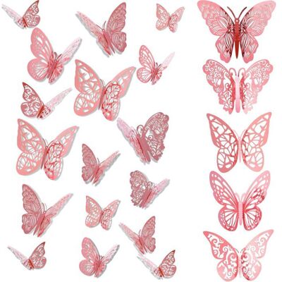 BGHYHYHI 60 papillons 3D or rose autocollants 3 tailles et 5 styles décoration chambre bébé fille mariage ou nursery Rose - Publicité BGHYHYHI 60 papillons 3D or rose autocollants 3 tailles et 5 styles décoration chambre bébé fille mariage ou nursery Rose - Publicité