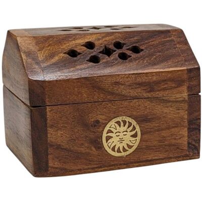COCO PAPAYA Porte-encens pour cônes Petite boîte en bois & laiton motif Aléatoire Marron - Publicité COCO PAPAYA Porte-encens pour cônes Petite boîte en bois & laiton motif Aléatoire Marron - Publicité