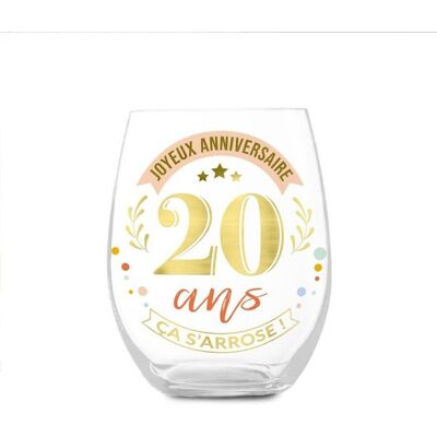 STC VERRE ROND TRANSPARENT ANNIVERSAIRE 20ANS Blanc - Publicité STC VERRE ROND TRANSPARENT ANNIVERSAIRE 20ANS Blanc - Publicité