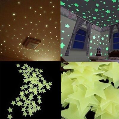 GETEK 100pcs stickers muraux étoiles 3d brillent dans le noir lumineux plastique fluorescent stickers muraux Vert - Publicité GETEK 100pcs stickers muraux étoiles 3d brillent dans le noir lumineux plastique fluorescent stickers muraux Vert - Publicité