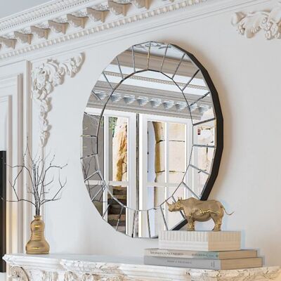 UNHO Miroir Mural Décoratif Grand Miroir Rond Murale pour Salon Salle de Bain Chambre 80x80cm - Publicité UNHO Miroir Mural Décoratif Grand Miroir Rond Murale pour Salon Salle de Bain Chambre 80x80cm - Publicité