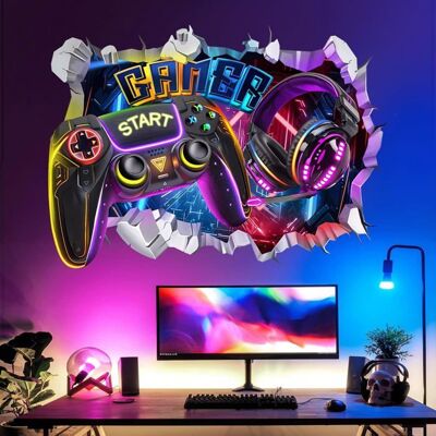 Stickers Muraux Gamer 3D Autocollant Mural Gaming Jeux Vidéo Décoration Murale Salle de Jeux Chambre Adolescents Dortoir - Publicité Stickers Muraux Gamer 3D Autocollant Mural Gaming Jeux Vidéo Décoration Murale Salle de Jeux Chambre Adolescents Dortoir - Publicité