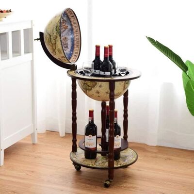 Costway Bar Globe Terrestre Vintage Mappemonde en Bois dEucalyptus Porte-Bouteilles Minibar Roulant 16e Siècle - Publicité Costway Bar Globe Terrestre Vintage Mappemonde en Bois dEucalyptus Porte-Bouteilles Minibar Roulant 16e Siècle - Publicité