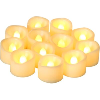 AVEKI Lot de 12 bougies chauffe-plat électriques sans flamme à piles et vacillantes (piles incluses) pour Halloween citrouilles - Publicité AVEKI Lot de 12 bougies chauffe-plat électriques sans flamme à piles et vacillantes (piles incluses) pour Halloween citrouilles - Publicité