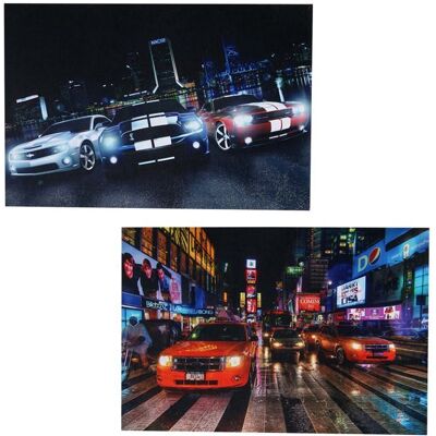 DÉCOSHOP26 Lot de 2 tableaux LED sur toile tableau illumine tableau mural 40x60cm minuterie Voitures 04_0000455 - Publicité DÉCOSHOP26 Lot de 2 tableaux LED sur toile tableau illumine tableau mural 40x60cm minuterie Voitures 04_0000455 - Publicité