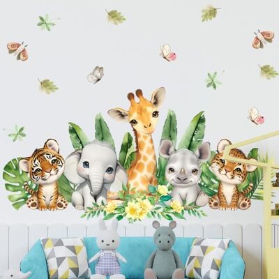 Stickers Muraux enfants Stickers Animaux Jungle Éléphant singe Girafe lion Stickers Muraux Chambre Bebe Pépinière Salon decoration - Publicité Stickers Muraux enfants Stickers Animaux Jungle Éléphant singe Girafe lion Stickers Muraux Chambre Bebe Pépinière Salon decoration - Publicité